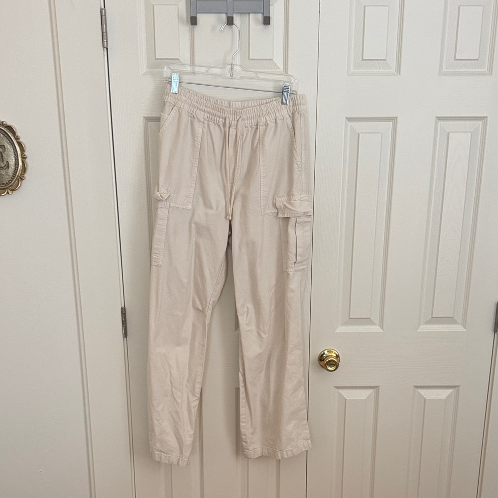 Aerie Cream Elastic Waist Pants